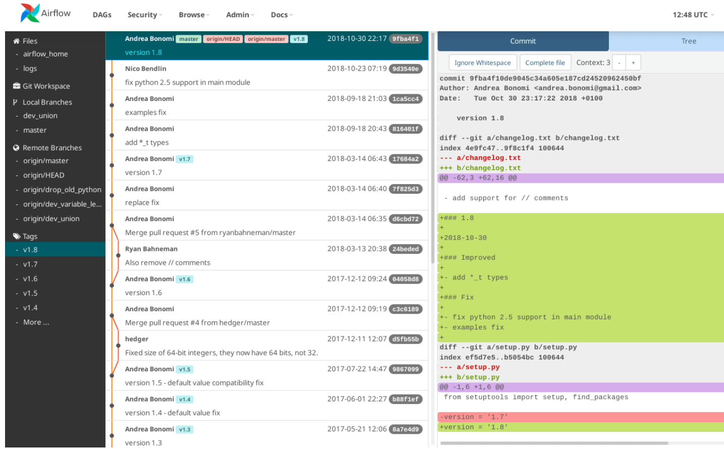 Screenshot from the Airflow Docs page